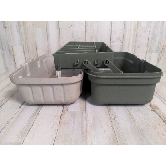 Vintage Plano Tackle Box 1 Extending Tray Compartments, green & gray - Picture 8 of 9